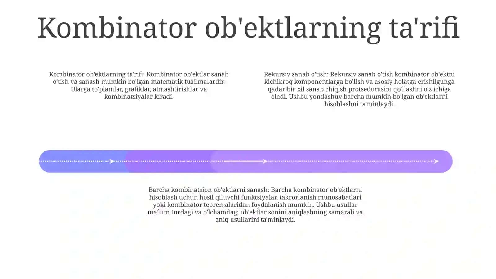 Rekursiv Sanab O‘Tish, Barcha Kombinator Ob'Ektlarni Sanab O‘Tish 3