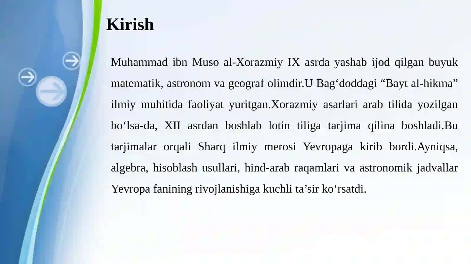 Muhammad Xorazmiyning lotin tiliga tarjima qilingan asarlari va ularning fan tarixi 3