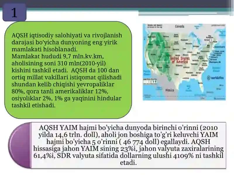 AQSH iqtisodiyotining rivojlanish omillari 3