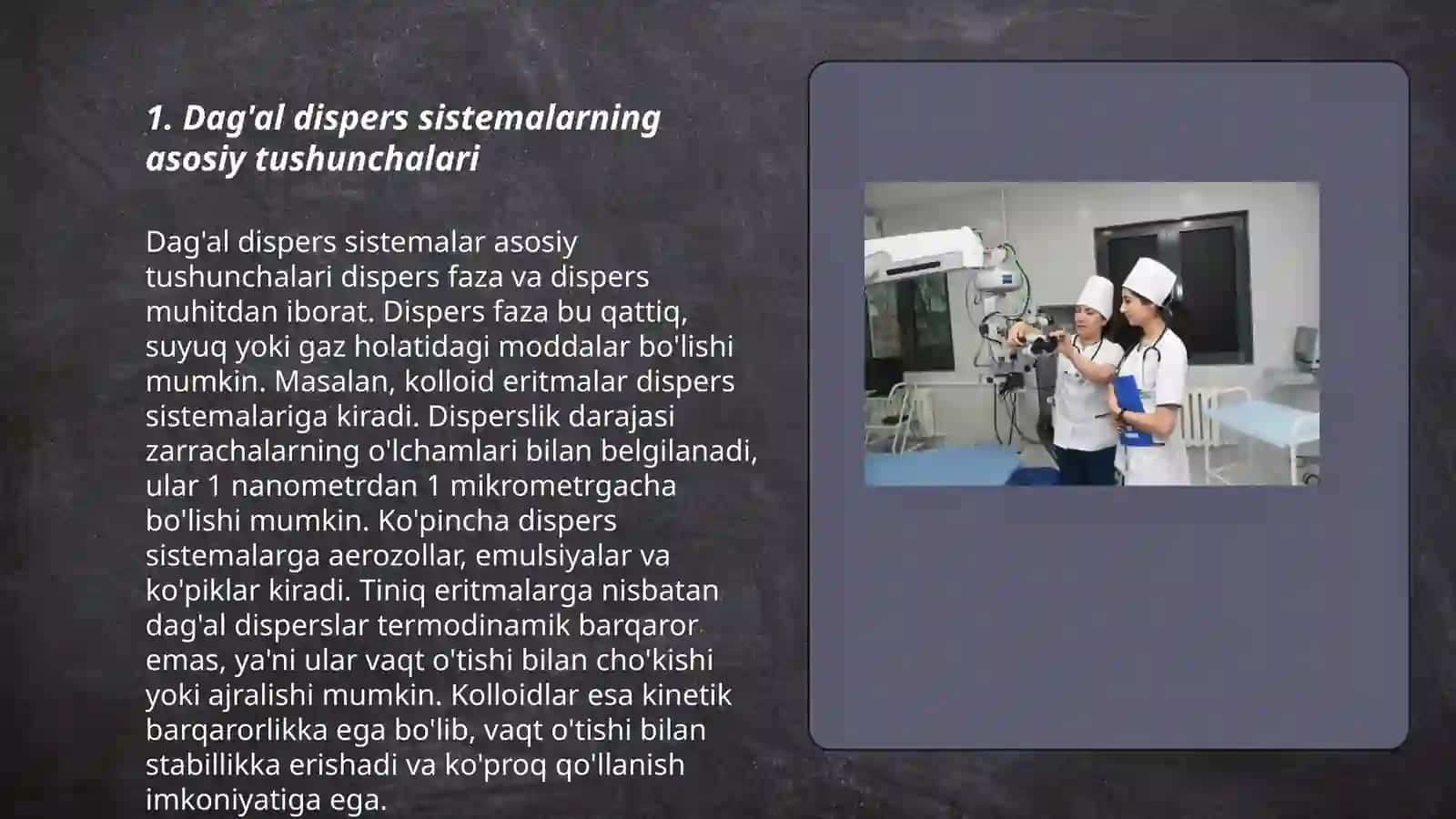 Dagall dispers sistemasining hossalari va ularni tibbiyotda va farmakologiyada ishlatilishi 3