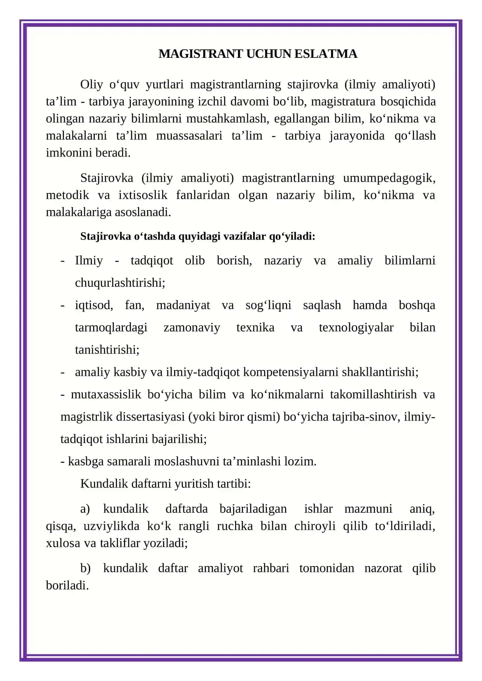amaliyot kundaligi 3
