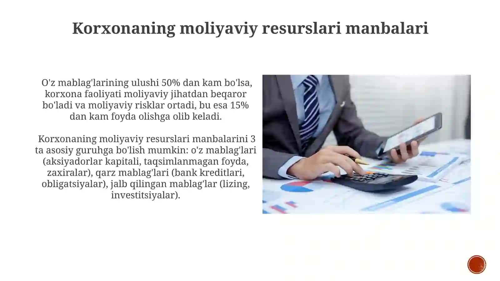 Korxonalarda moliyaviy ta'minot jarayonini boshqarish 3