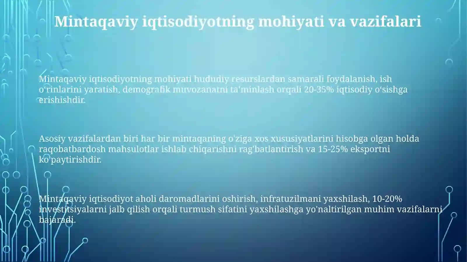 Mintaqaviy iqtisodiyot (Mintaqaviy iqtisodiyotning asoslari, Mintaqaviy iqtisodiy o'sish va rivojlanish, Mintaqaviy siyosat va integratsiya) 3