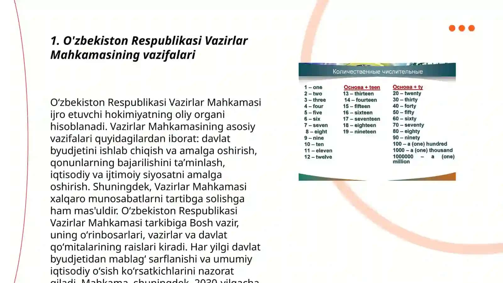 O'zbekiston Respublikasi Vazirlar Mahkamasining vazifalari 3