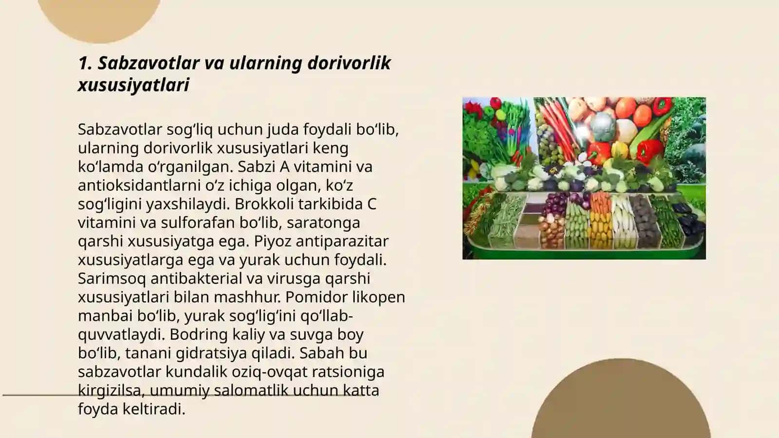 Sabzovot poliz ekinlarning dorivorlik xususiyatini ōrganish 3