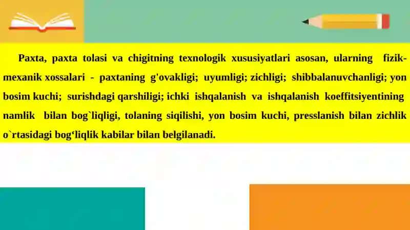 Paxtani qabul qilish va uning transportyor lentasiga bir maromda uzatish jarayonlarida sifatga ta’sirini о‘rganish 3