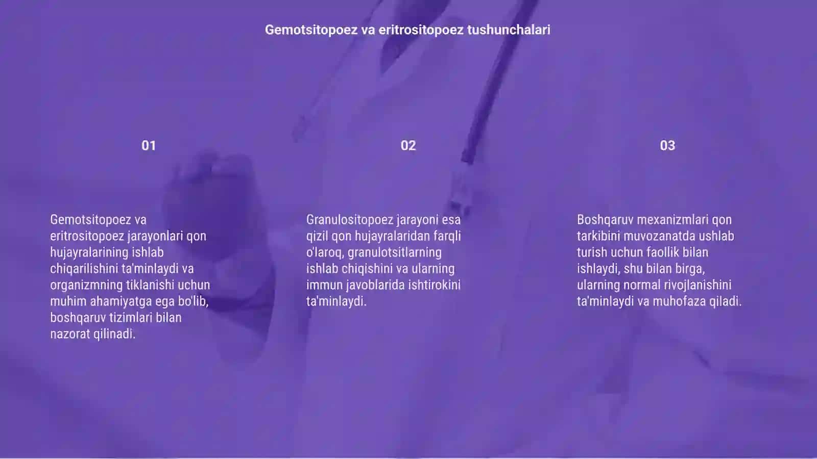 Gemotsitopoez eritrositopoez, granulositopoez jarayonlarining boshqariluvi 3