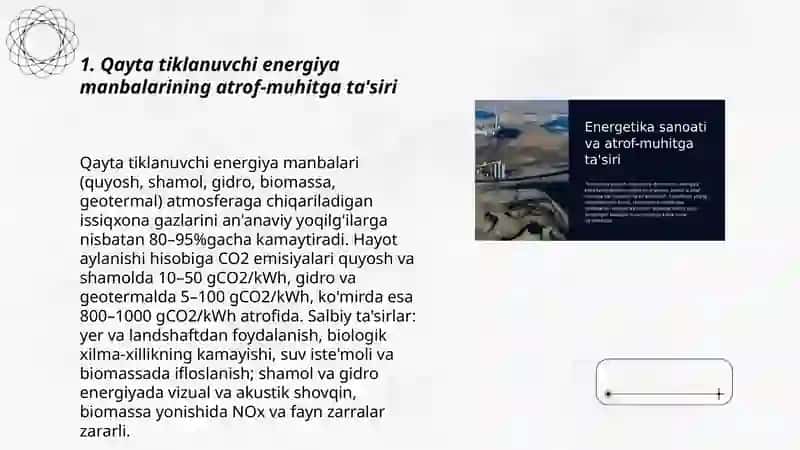 Qayta tiklanuvchi energiya manbalarining atrof-muhitga ta'siri 3