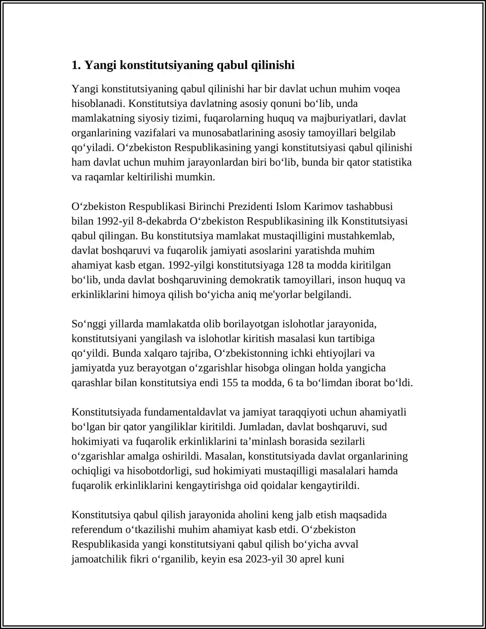 YANGI OZBEKISTONDA INSON HAQ-HUQUQLARI VA ERKINLIKLARI KAFOLATINING YARATILISHI 3
