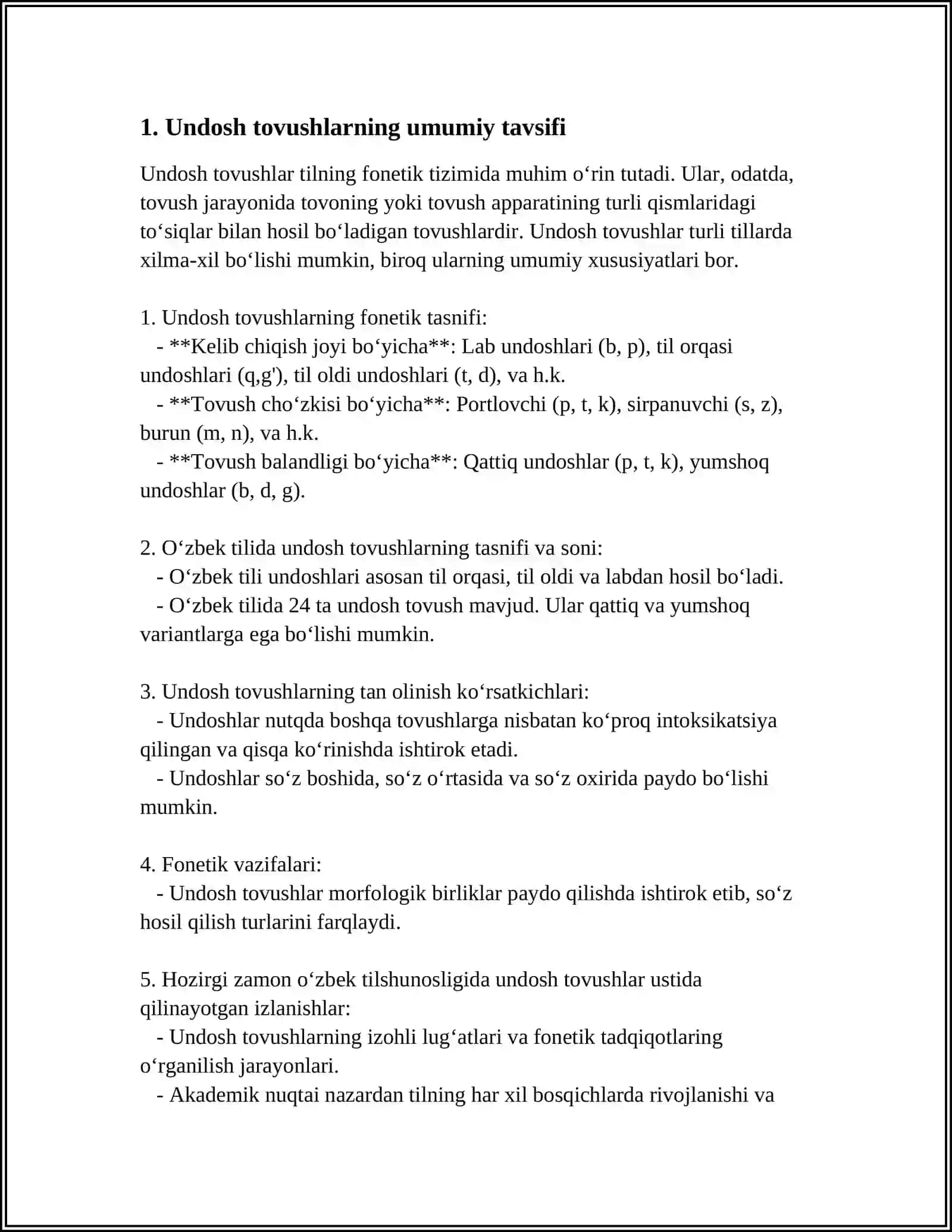 UNDOSH TOVUSHLAR TASNIFI 3