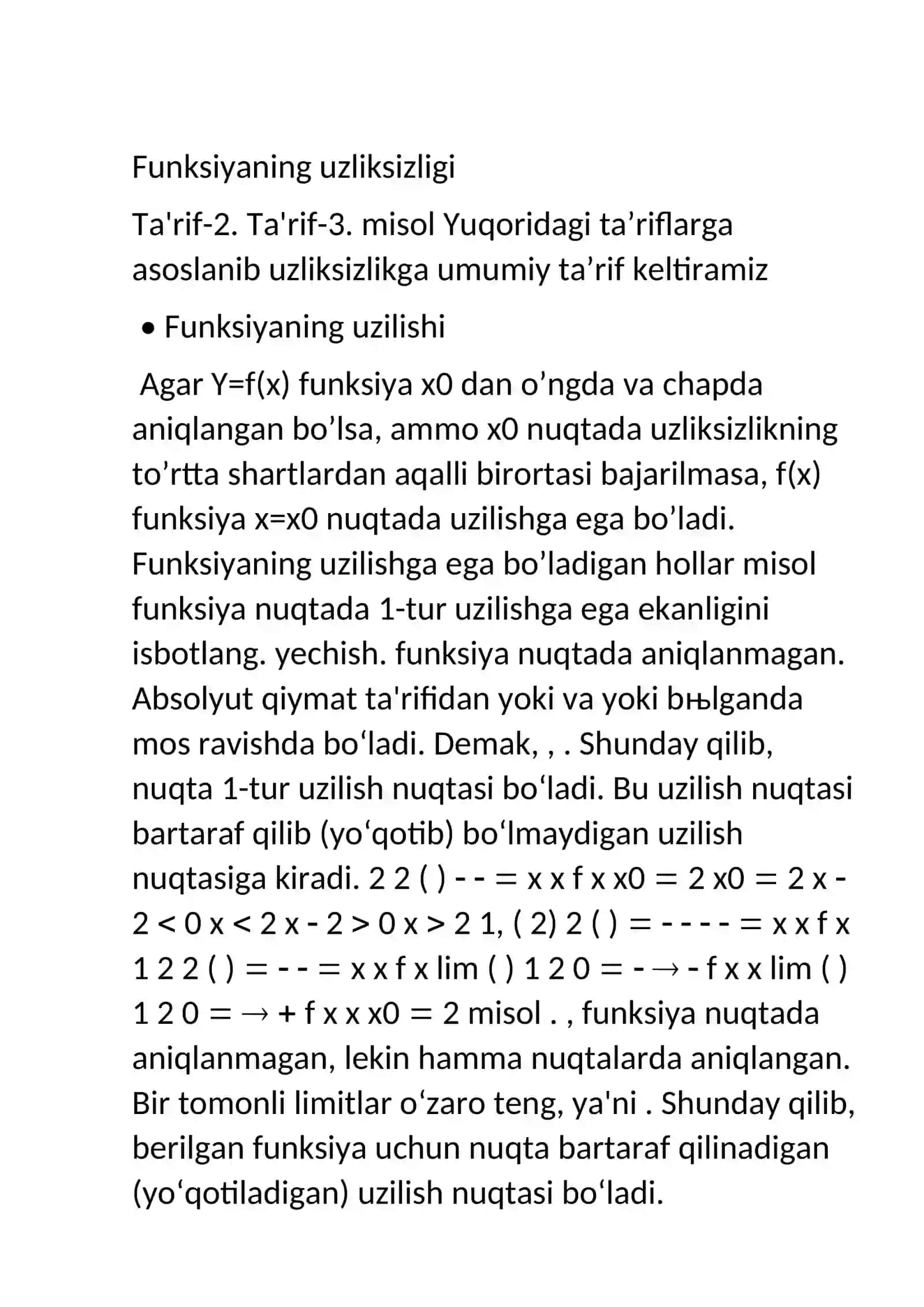CHekli sondagi birinchi tur uzilishga ega funktsiyalarning integrallanuvchi ekanligi 3