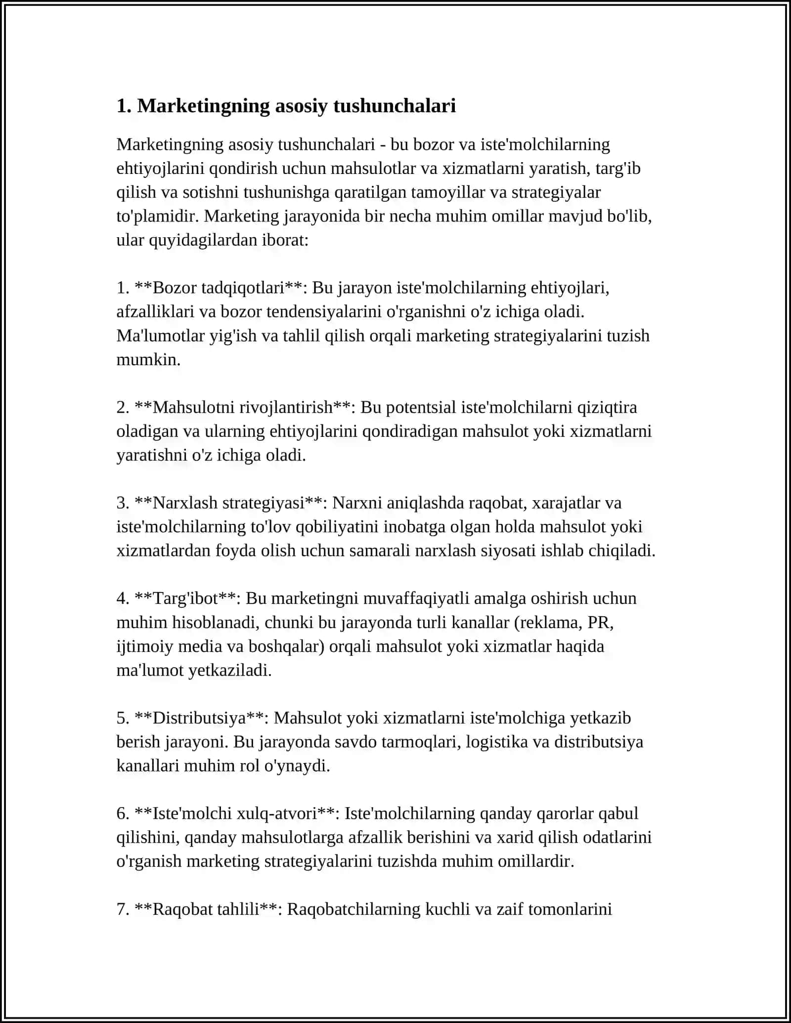 MARKETING TAMOILLARI, FUNKSIYALARI, VAZIFALARI VA TURLARI 3