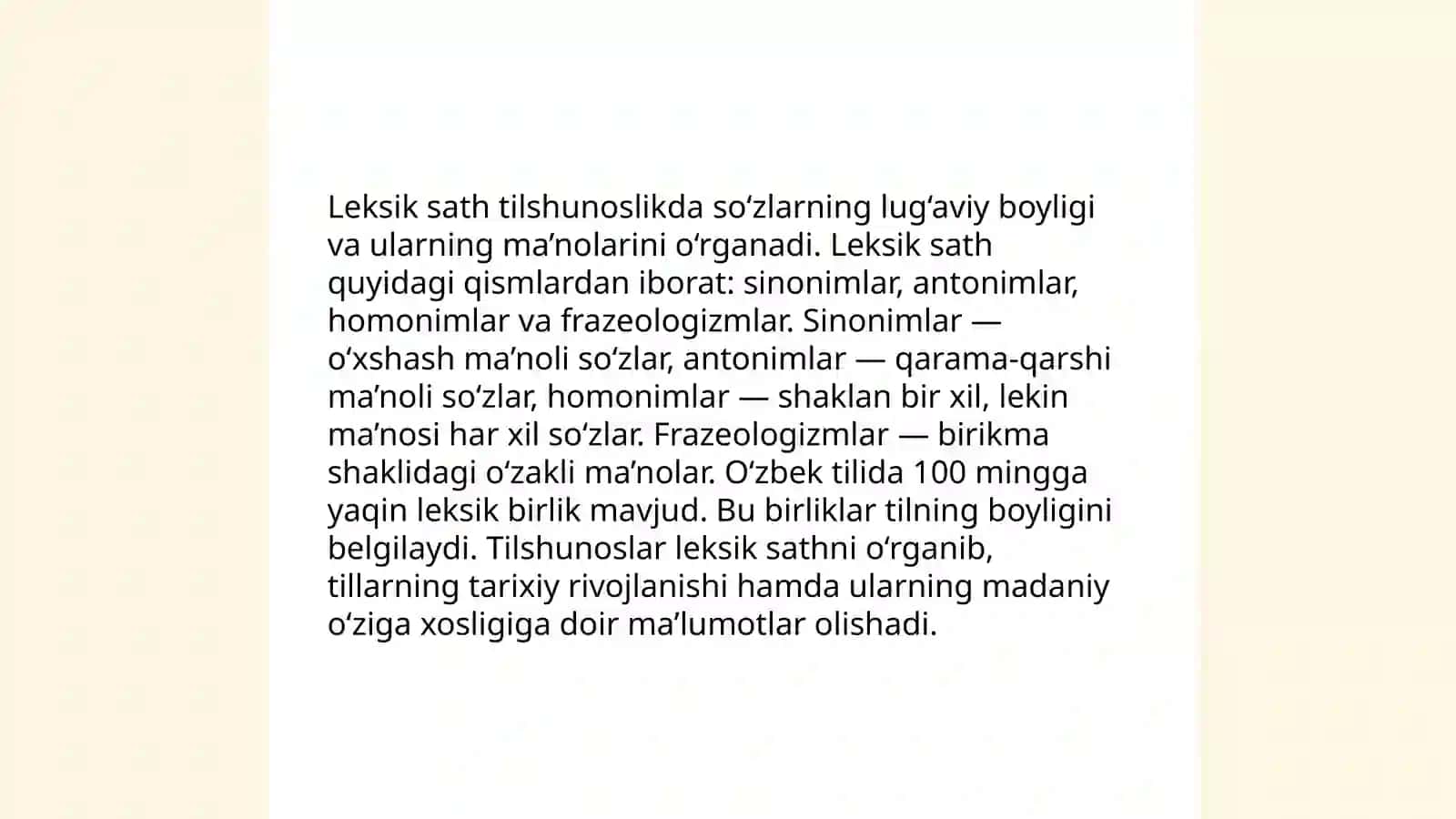 Hozirgi o'zbek adabiy tilining leksik sathi va leksikalogiyasi. Semena va uning tarkibiy qismlari 3