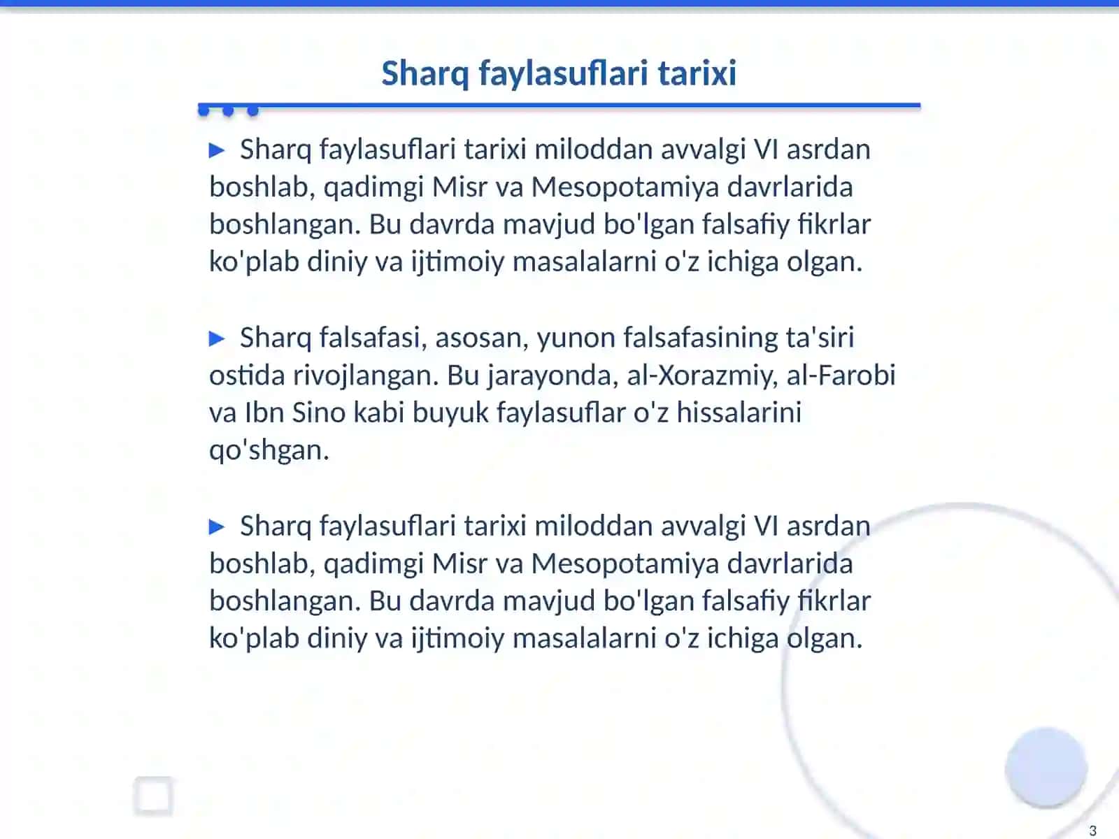 Sharq faylasuflari va g‘arb faylasuflaridan kimlarni taniysiz ma'lumot yozing 3