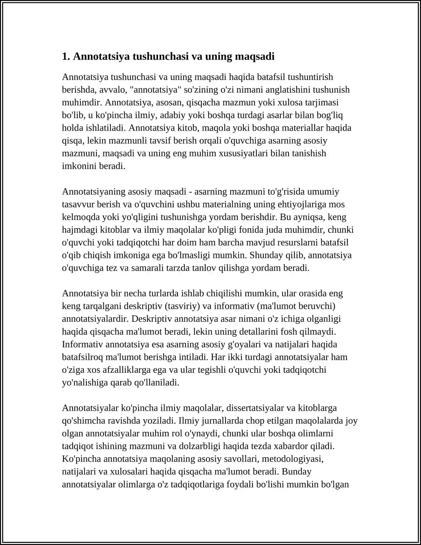 MUSTAQIL ISH Mavzu: ANNOTATSIYA, TAQRIZ YOZISH 3