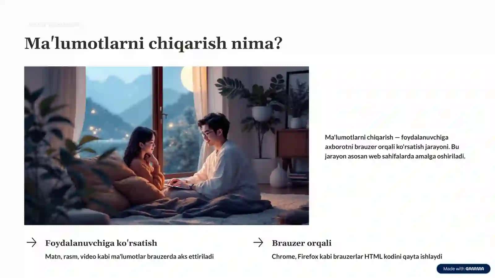 Ma'lumotlarni chiqarish. HTML elementlari 3