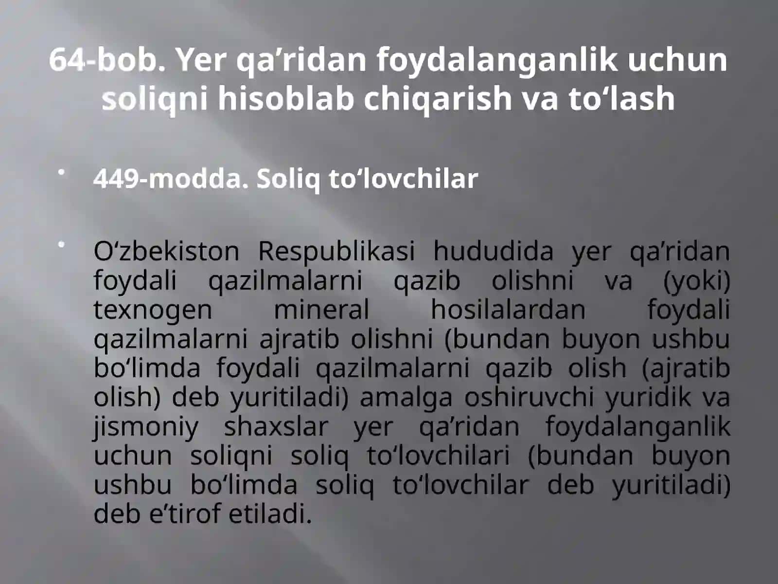 Yerq'aridan foydalanganlik uchun soliq 3