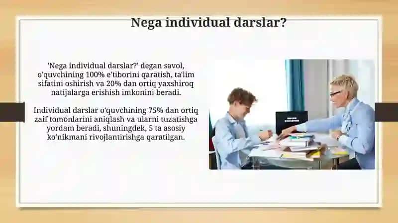 Ayrim o'quvchilar bilan yakka tartibda olib boriladigan mashg’ulotlar 3