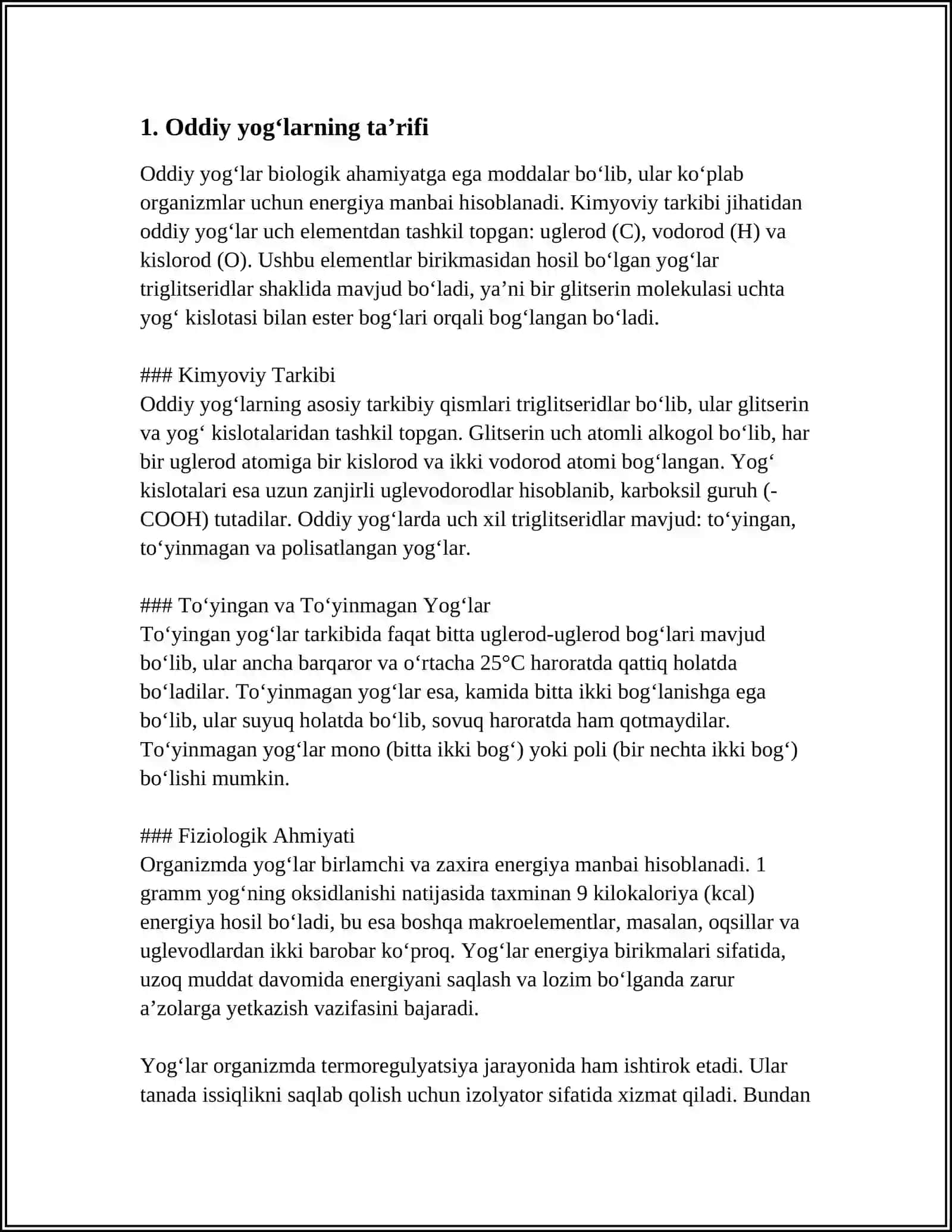 MUSTAQIL ISH Mavzu: ODDIY YOGʻLAR 3