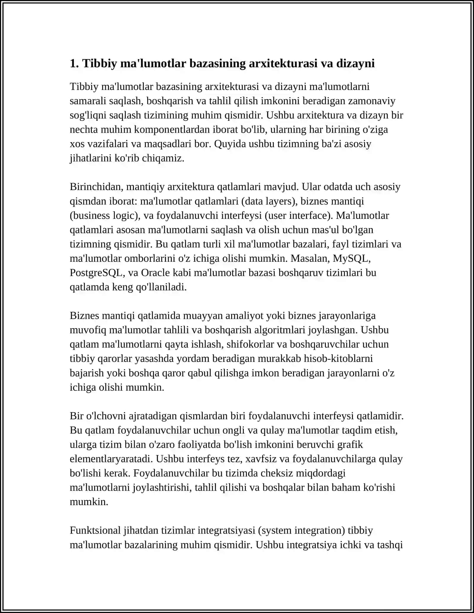 TIBBIYOTDA MA'LUMOTLAR BAZASI VA ULARNI BOSHQARISH TIZIMI 3