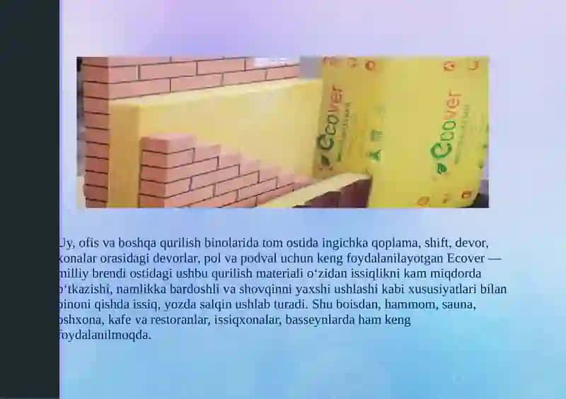 Ecover«mineral paxta» qurilish materiallar 3