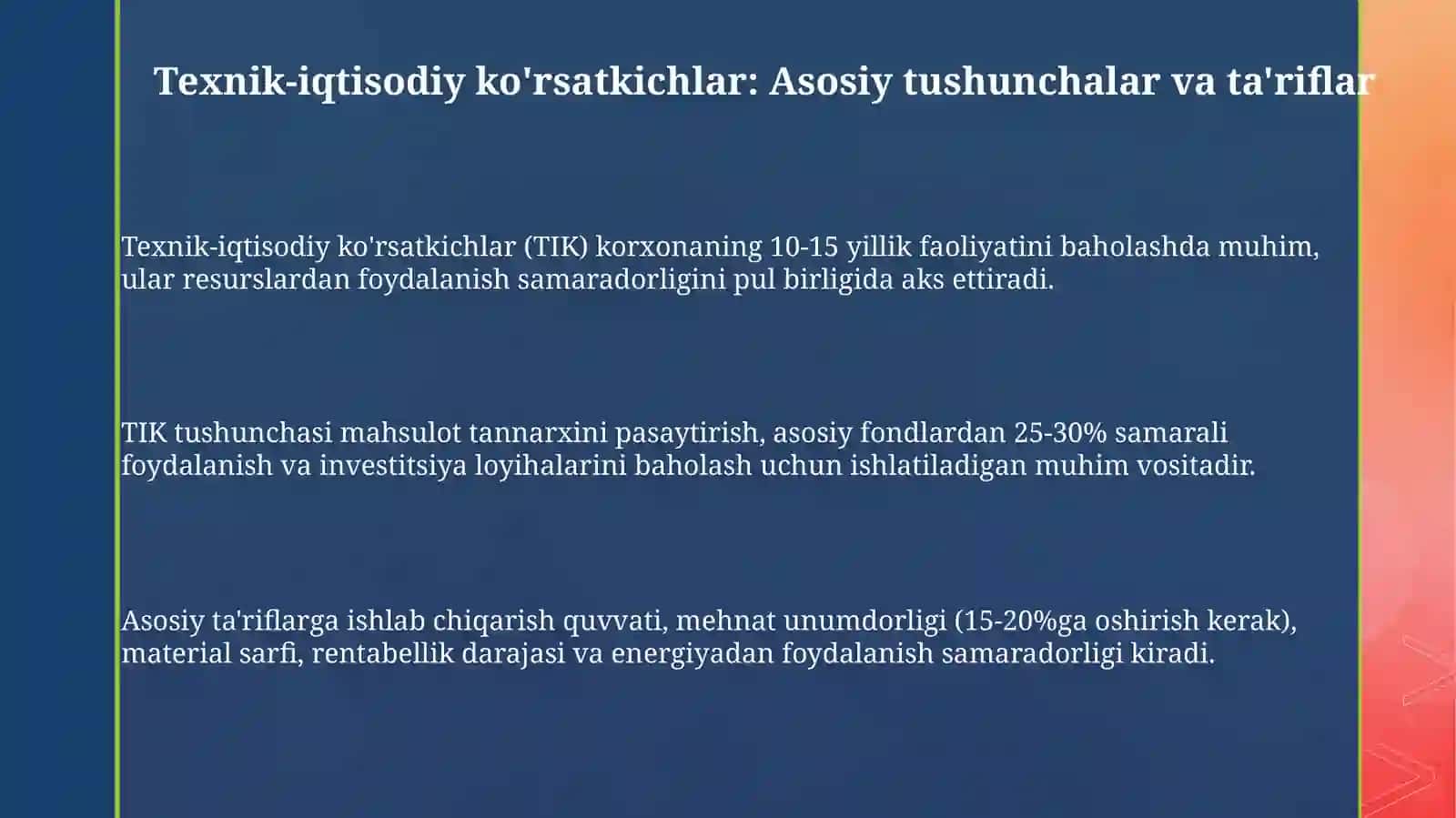Texnik-iqtisodiy ko'rsatkichlar 3