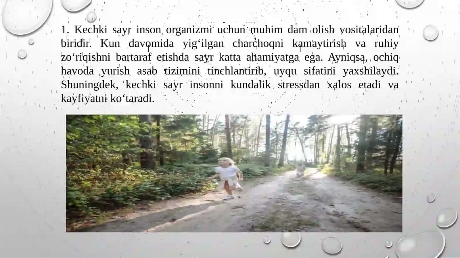 Kechki sayrni rejalashtirish va uning sog‘lom turmush tarzida o‘rni 3