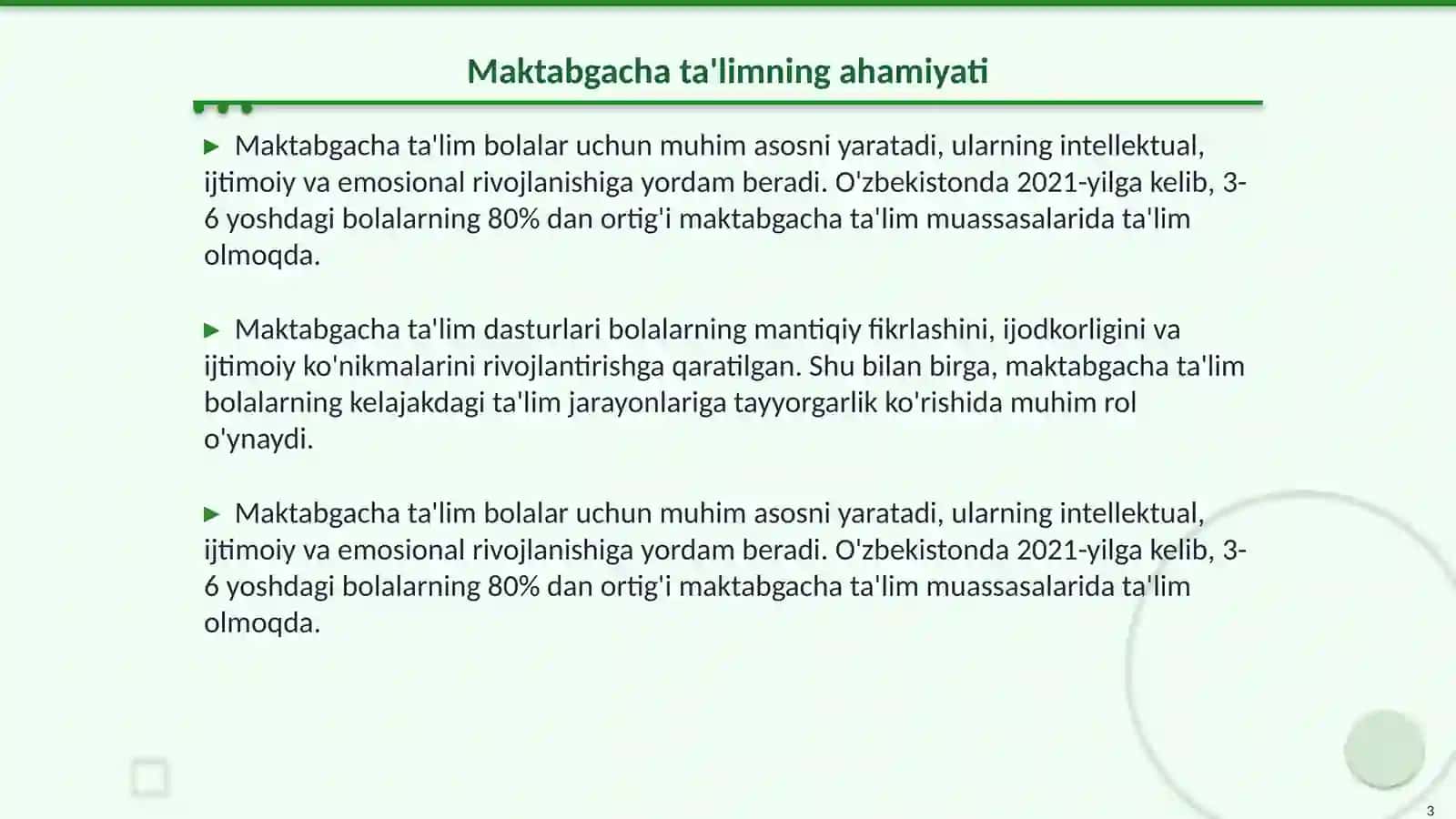 Maktabgacha ta'limni rivojlanteish va moliyaviy ta'minlash usullari 3