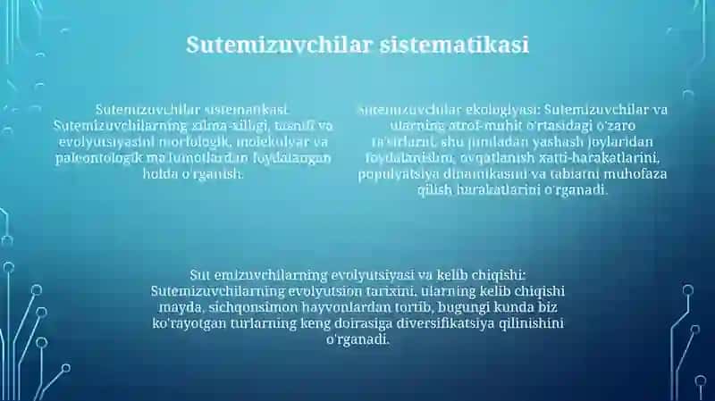 Sutemizuvchilar Sistematikasi, Ekalogiyasi Va Kelib Chiqishi,Evolyutsiyasi 3