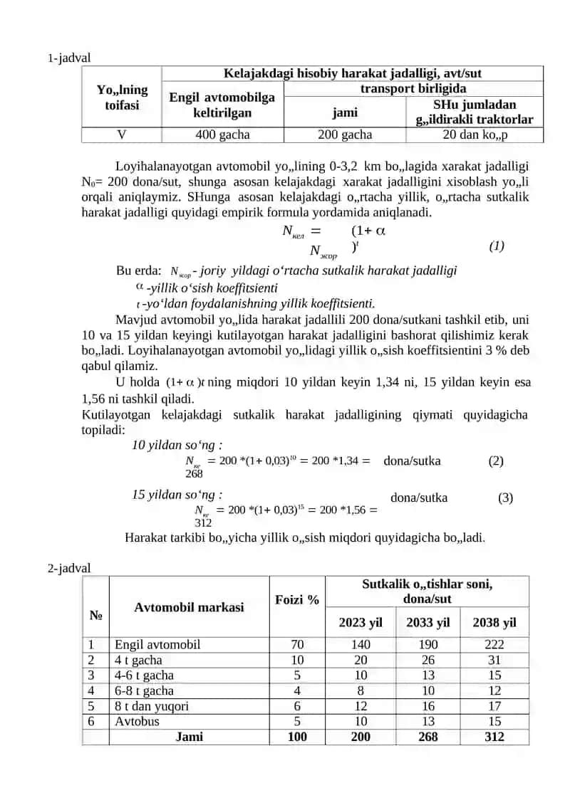 AVTOMOBIL YO„LINING TEXNIK-IQTISODIY VA TRANSPORTEKSPLUATATSION KO„RSATKICHLARI 3