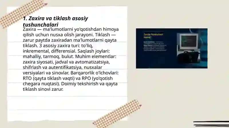 Zaxira nusxa olish Backup va tiklash Restore 3