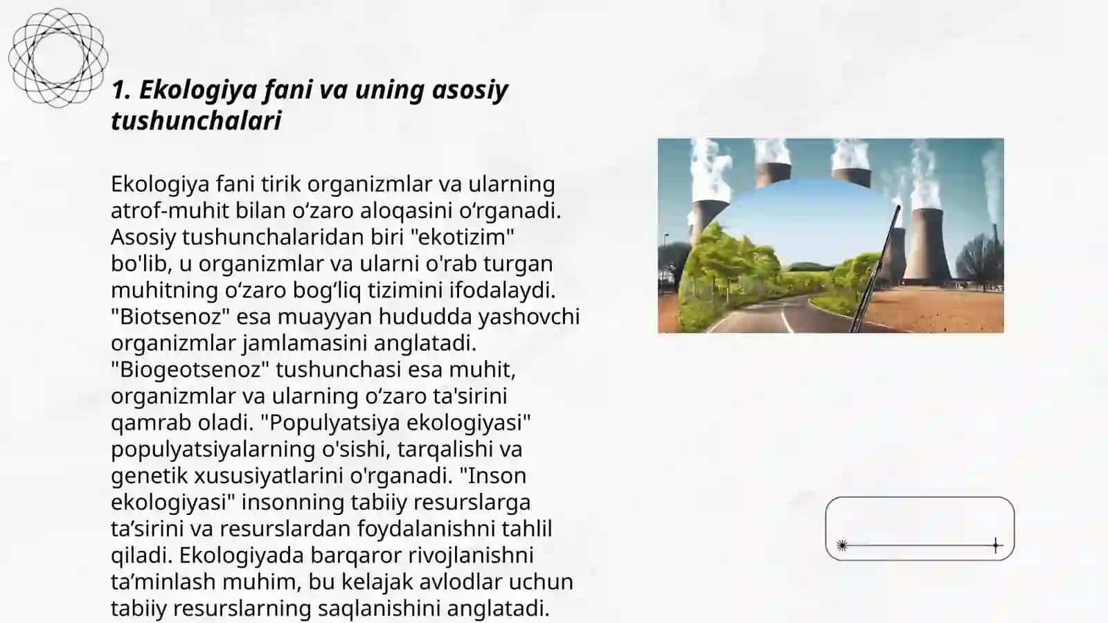 Ekologiya fani va uning bo'limlari,ekologiyaning vazifalari 3