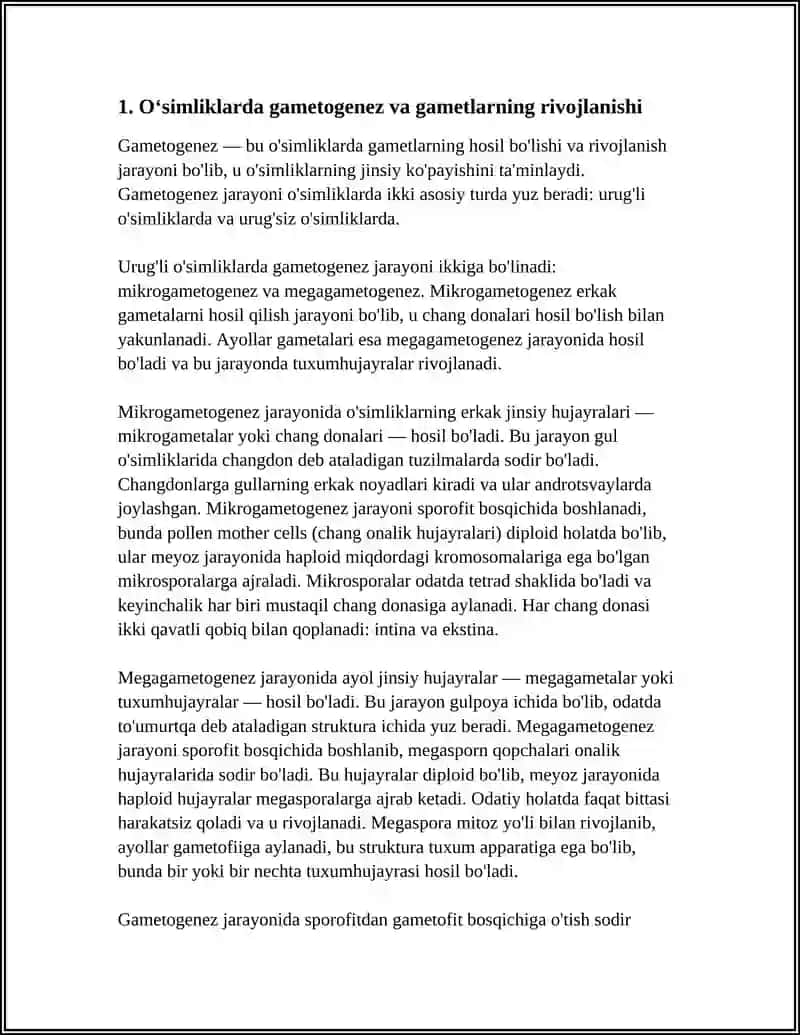 Oʻsimliklarda gametogenez va gametlarning rivojlanishi 3