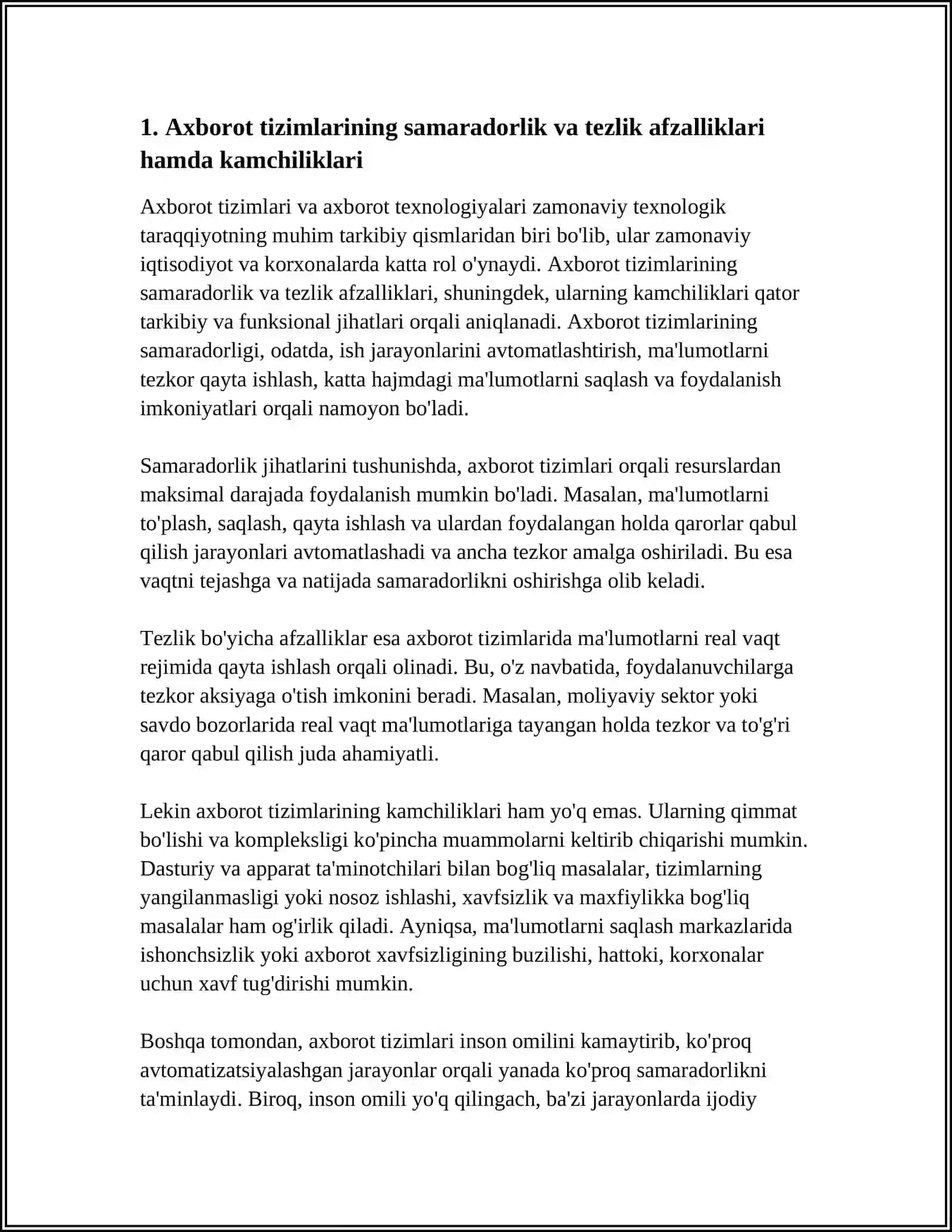 AXBOROT TIZIMLARI VA AXBOROT TEXNOLOGIYALARI ULARNING AFZALLIKLARI VA KAMCHILIKLAR 3