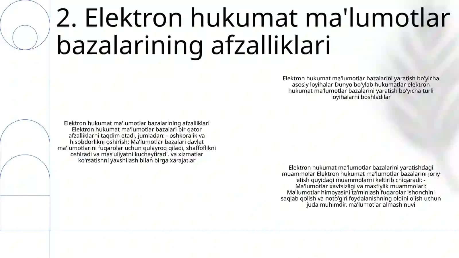 Elektron Hukumatning Malumotlar Bazalarini Yaratish BoʼYicha Asosiy Loyihalar 3