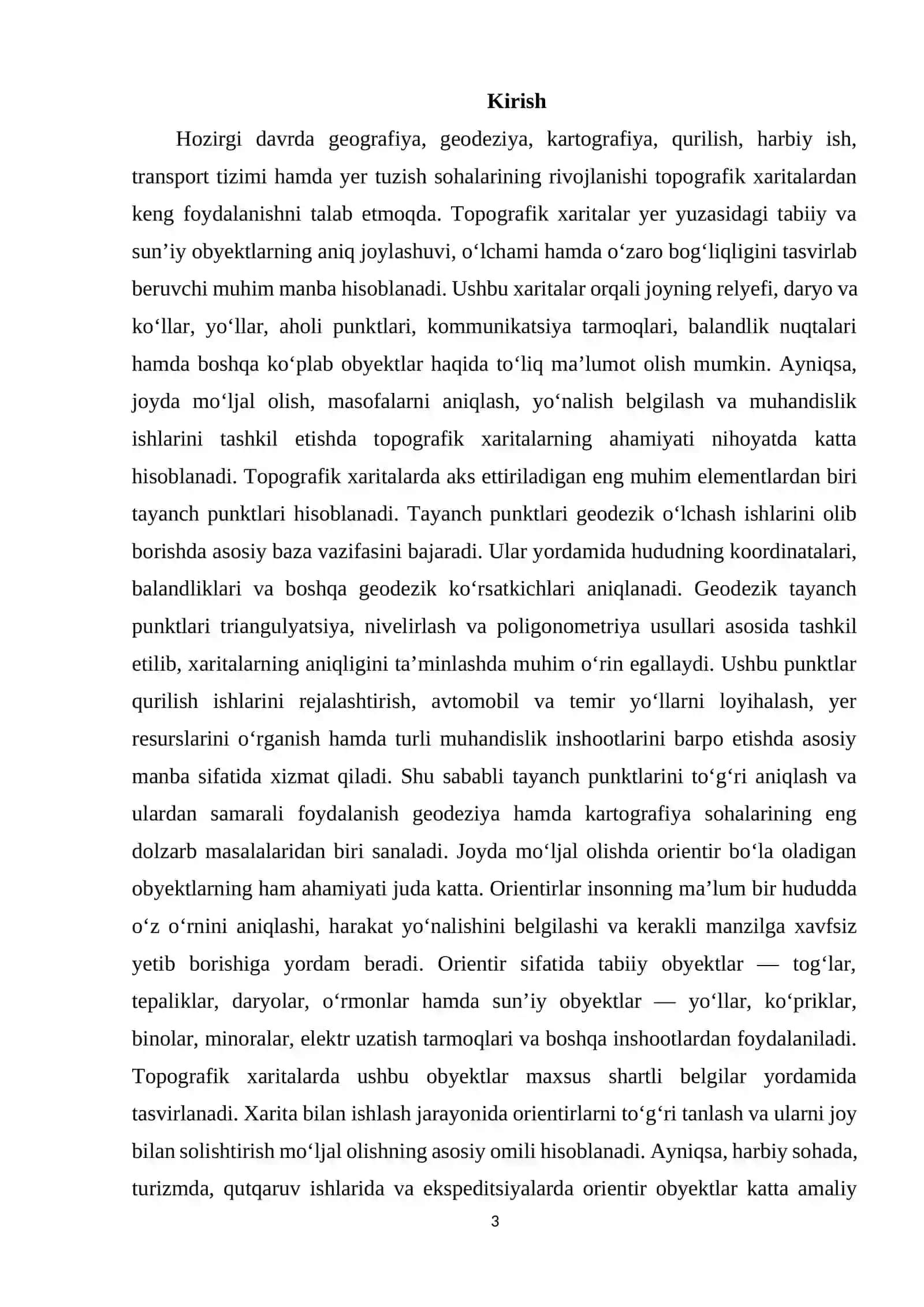 Topografik xaritalarda tayanch punktlari va orientir bo‘la oladigan obyektlarni o‘rganish. 3