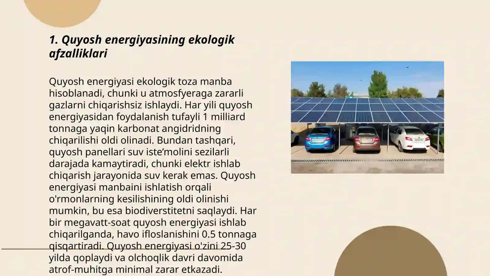 Atrof muhit uchun kelajak energiyasi quyosh panellari va afzalliklari 3