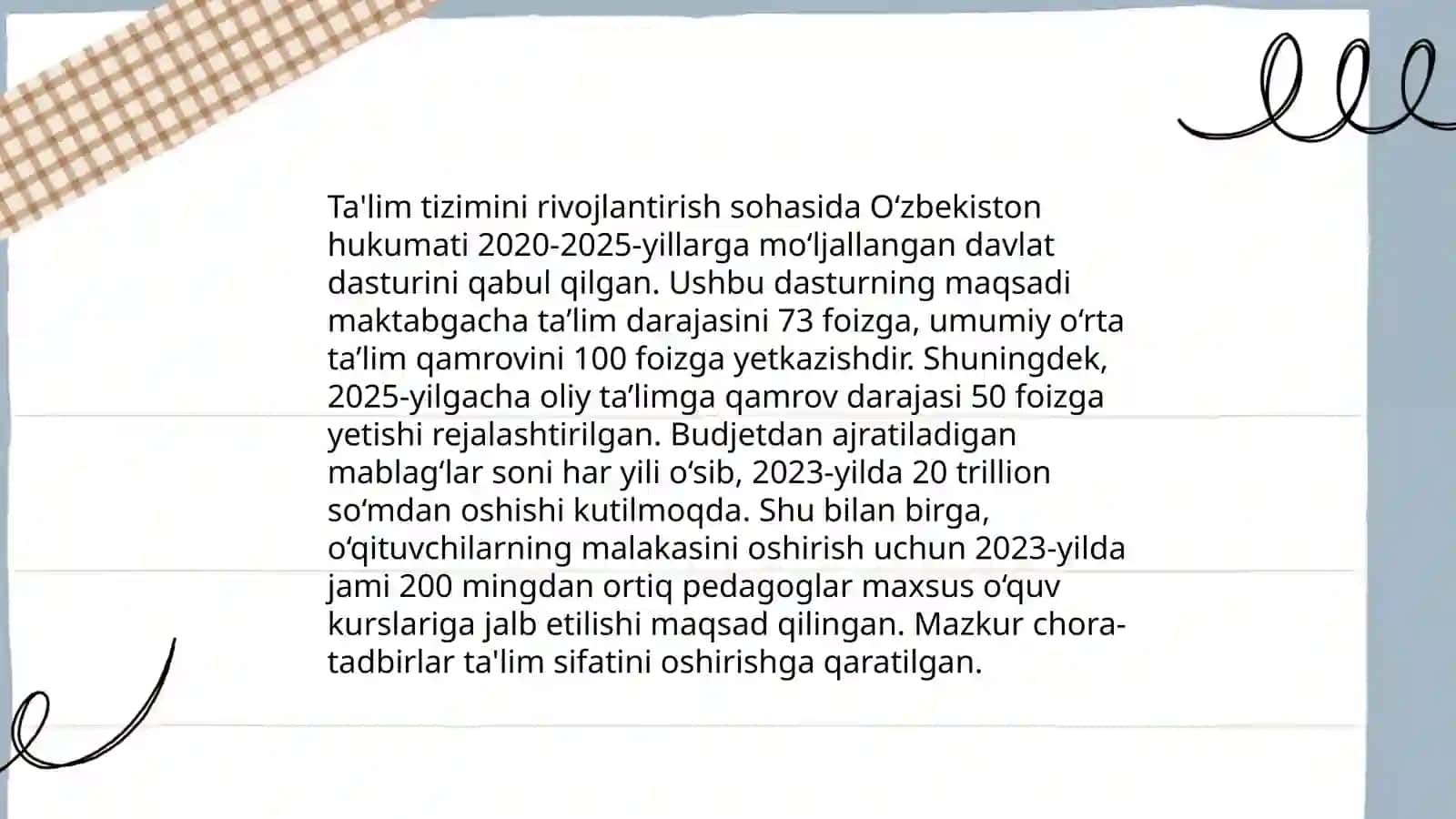 Ta'lim Tizimini Rivojlantirish 3