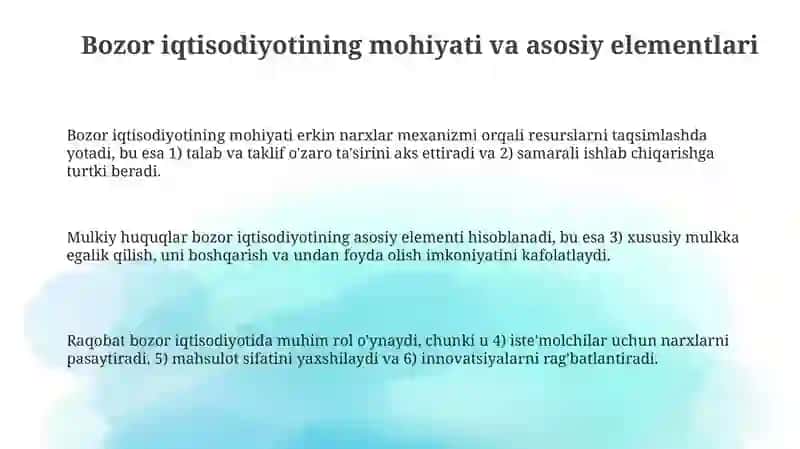 Bozor iqtisodining mazmuni va amal qilishi 3
