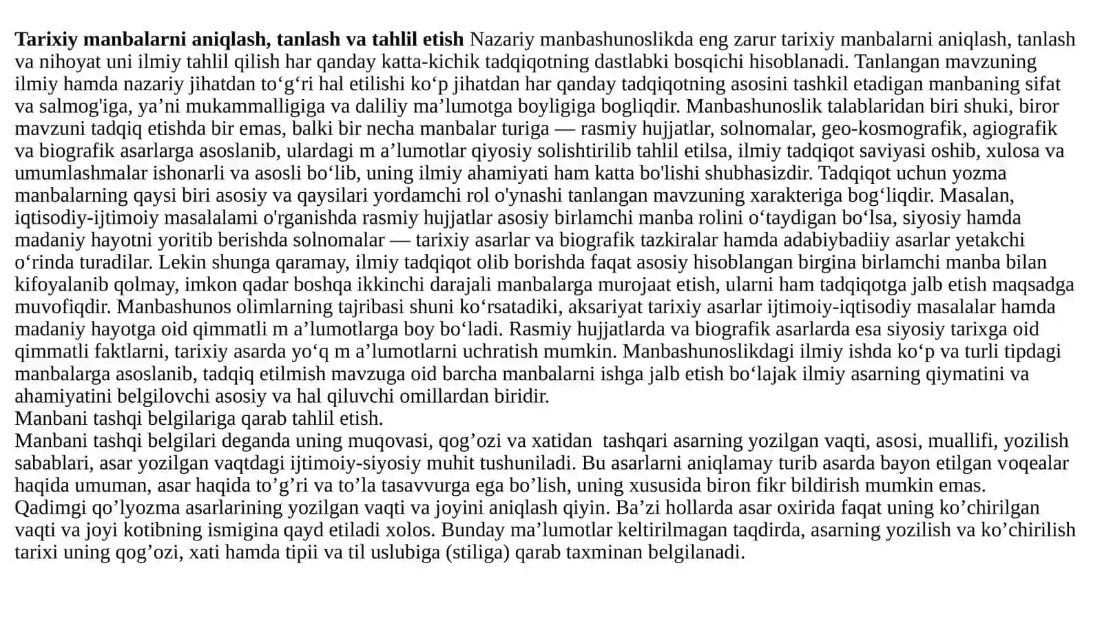 Tarixiy manbalarni aniqlash, tanlash va tahlil etish 3