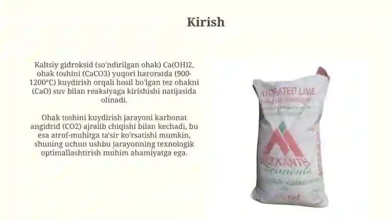 Oxakdan kalsiy gidrooksid tayyorlash jarayoni 3