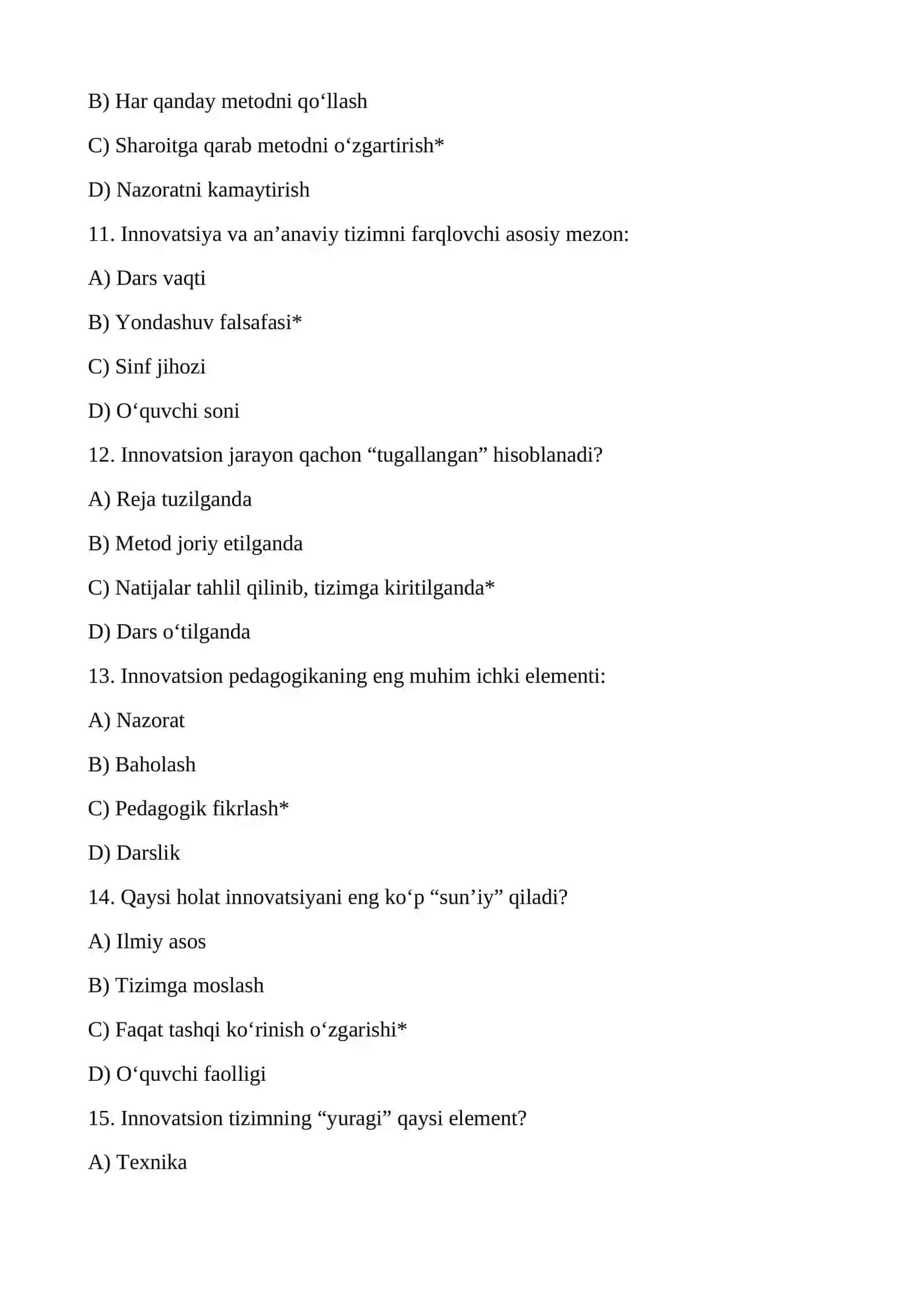 O'yin - maktabgacha  yoshdagi bolalarning asosiy faoliyati sifatida  test 3