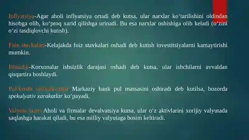 Makroiqtisodiy o‘zgaruvchilarga kutishlarning ta’siri 3