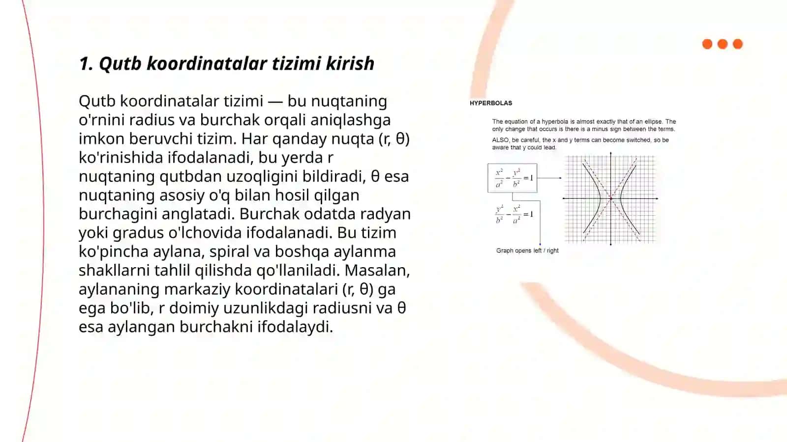 Qutb koordinatalar tizimi 3