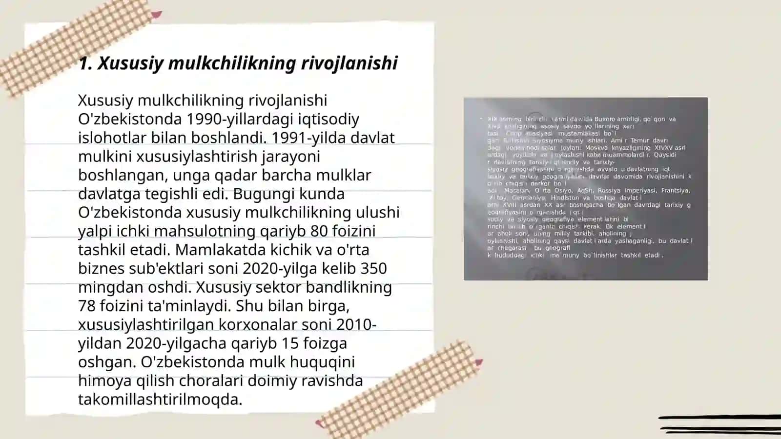 Iqtisodiy islohatlar xususiy mulklarning shakillanishi 3