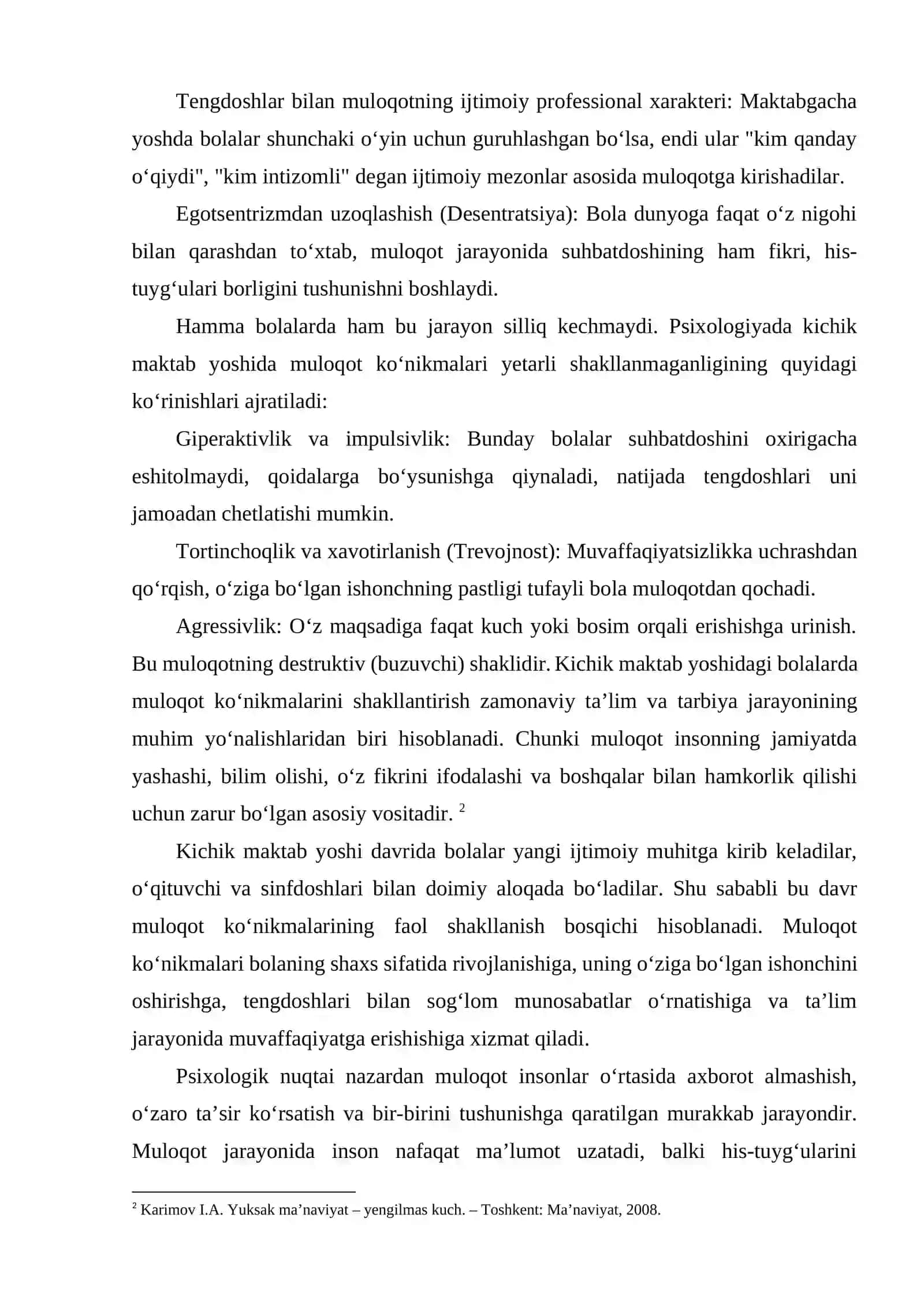 KICHIK MAKTAB YOSHIDAGI BOLALARDA MULOQOT KO‘NIKMALARINI SHAKLLANTRISH PSIXOLOGIYASI 3