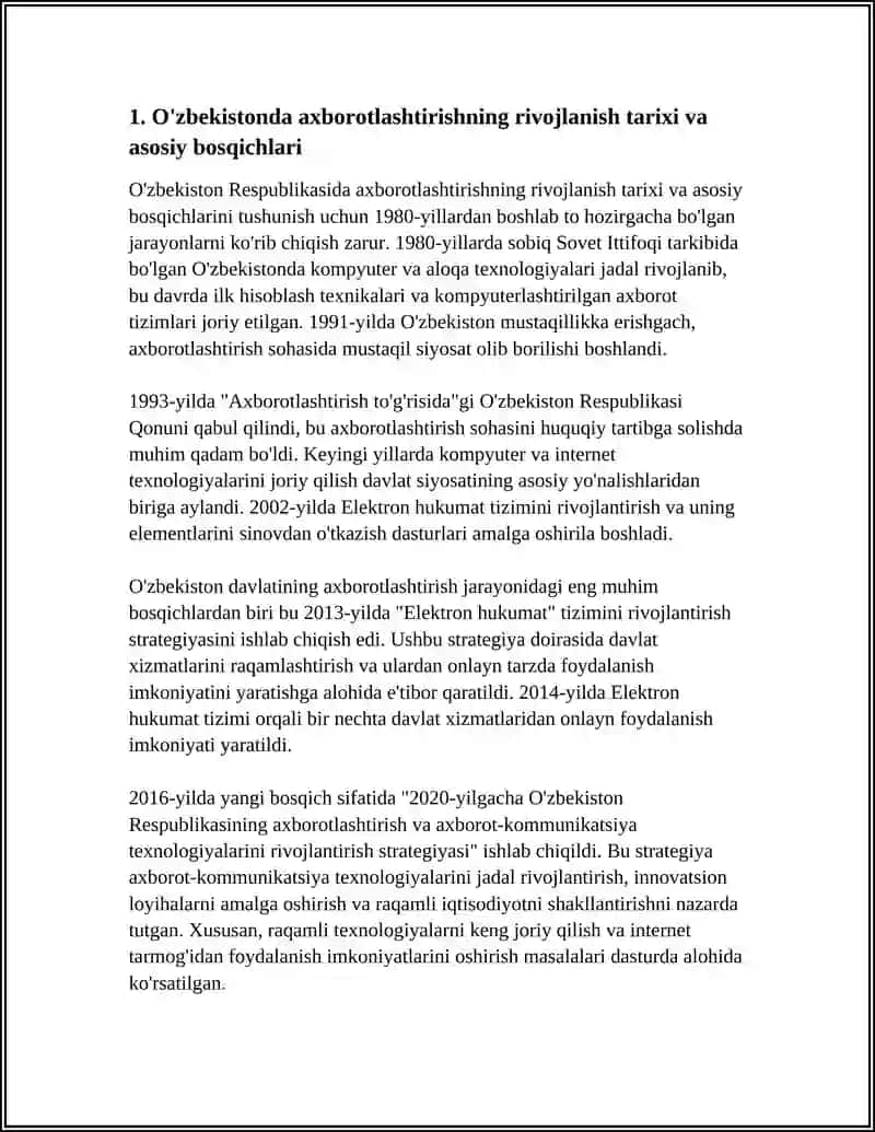 O'ZBEKISTONDA AXBOROTLASHGAN JAMIYATNING XUSUSIYATLARI VA VIRTUALLASHTIRISH JARAYONLARI 3
