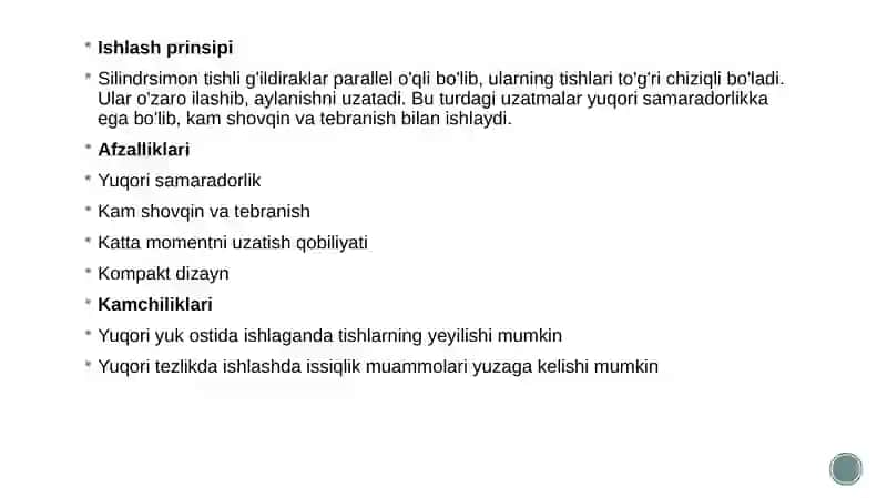 Silindrsimon tishli  g‘ildirakning va  silindrsimon reduktorlarning tuzilishi. 3