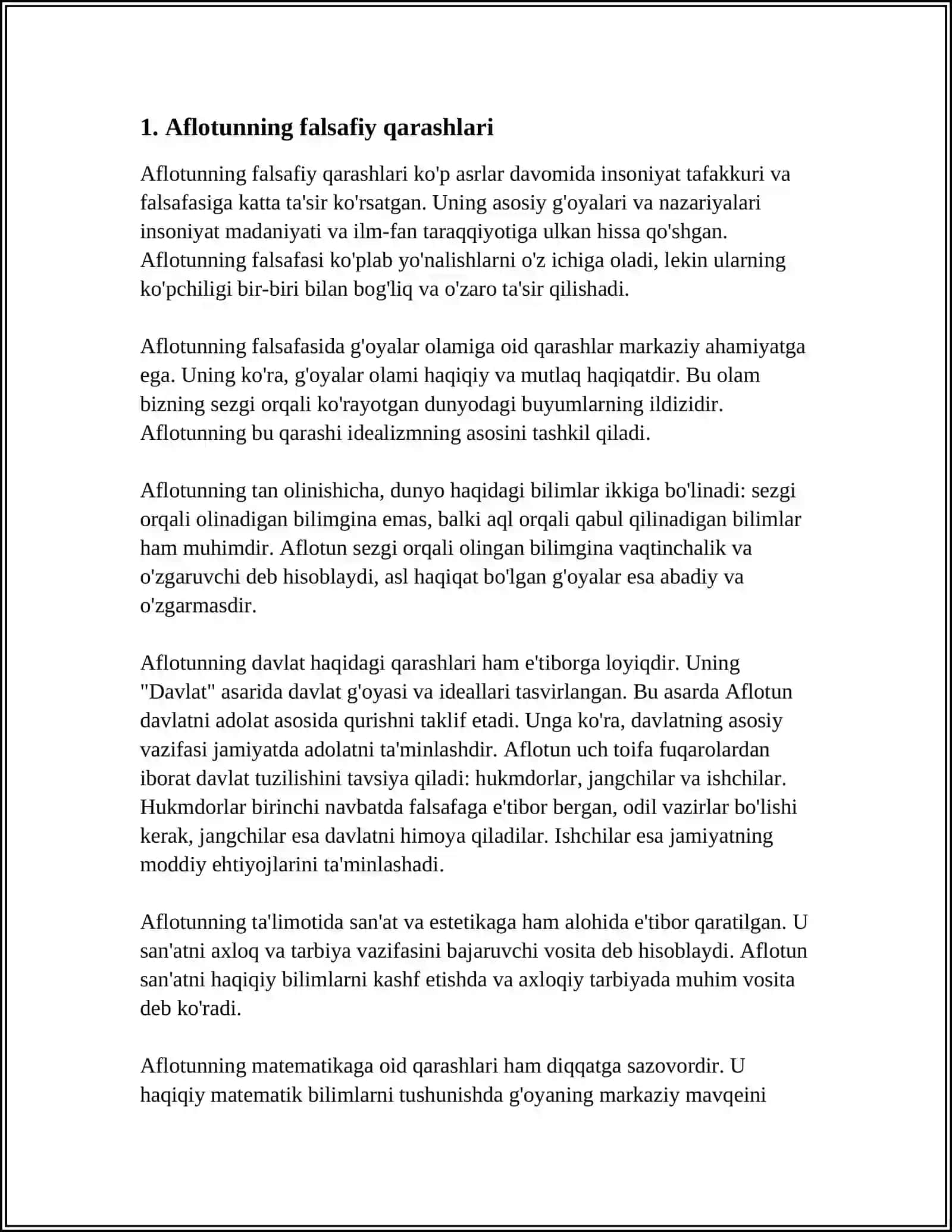 AFLOTUNING FALSAFIY QARINDOSHLARI MAVZUSIDA MUSTAQIL ISH TAYYORLAB BER 3