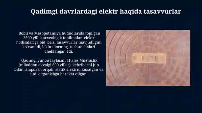Elektr energiyasining qadimgi tarixi 3